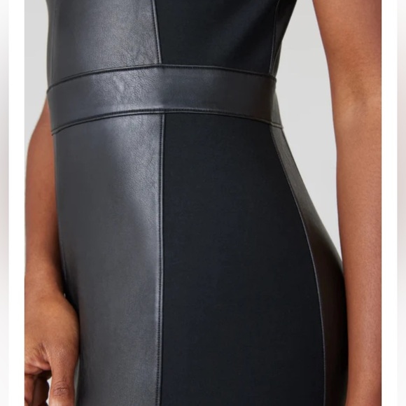 Spanx, Leather-Like Combo Fitted Dress NWT - Picture 3 of 10